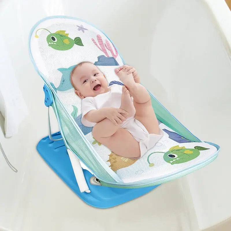 Toddler Bath Seat Foldable Bath Bather for Toddler Toddler Folding Shower Rack for Bathtub Counter Sink Bathroom