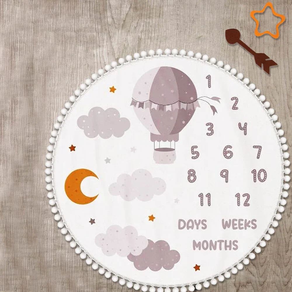 Flannel Month Milestone Blanket Baby First Year Calendar Monthly Growth Chart Shower Gift Newborn Photography Backdrop