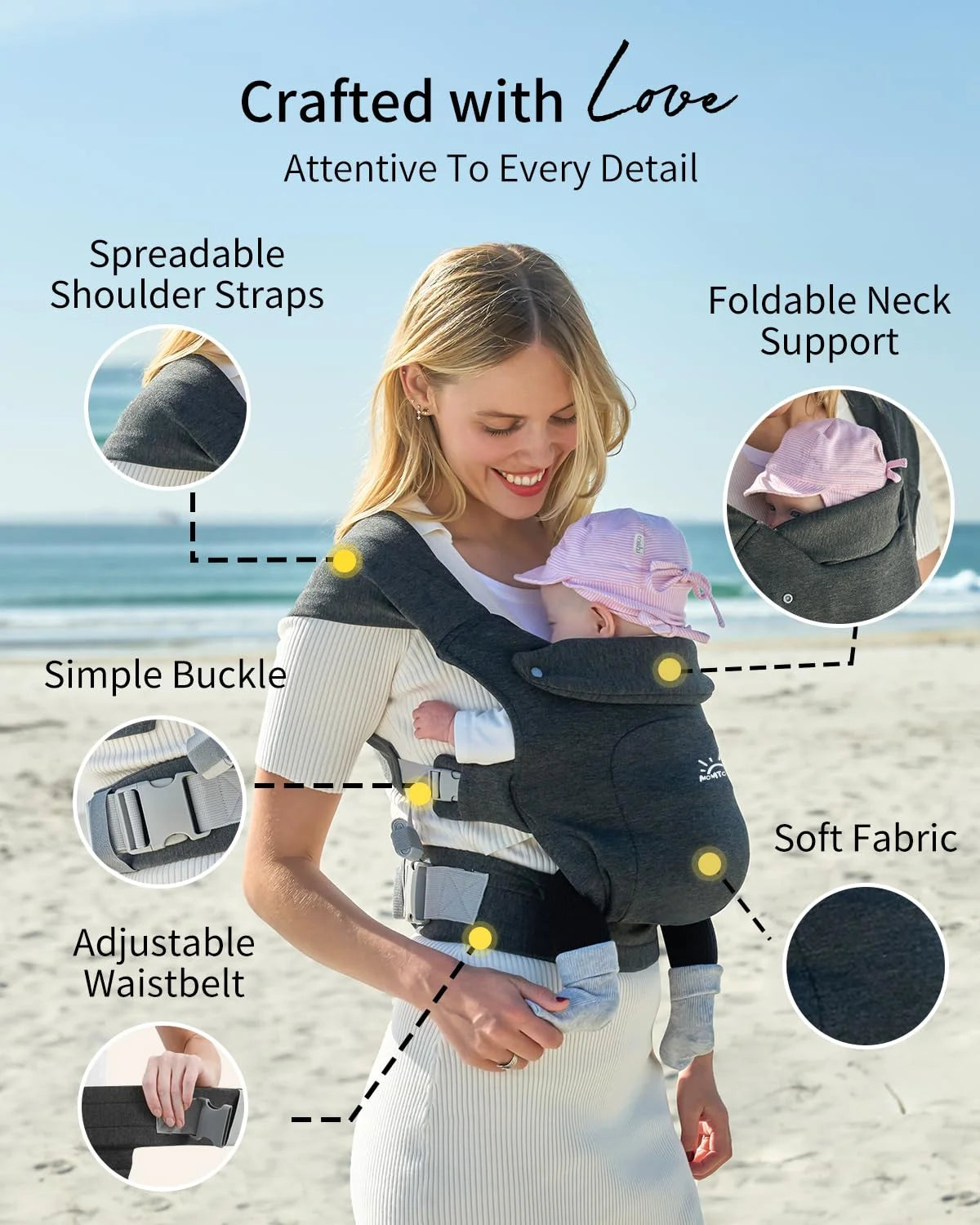 Baby Wraps Carrier Baby Carrier Newborn to Toddler Ergonomic Cozy Face-In and Front Facing for 7-25Lbs Baby Retractable