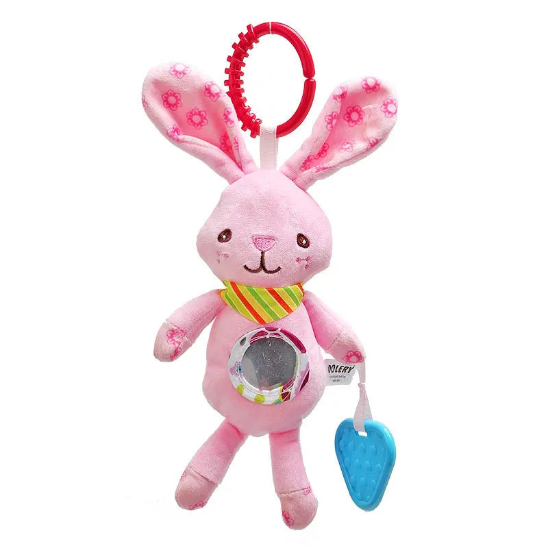 Soft Giraffe Zebra Animal Handbells Rattles Plush Infant Baby Development Handle Toys with Teether Baby Toy for Newborn Gifts