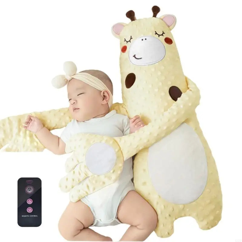Baby Sleep Soothing Hand Toy Pattable Mood Pacify Pillow for Comforting Cartoon Animal Gentle Patting Doll No/With Music
