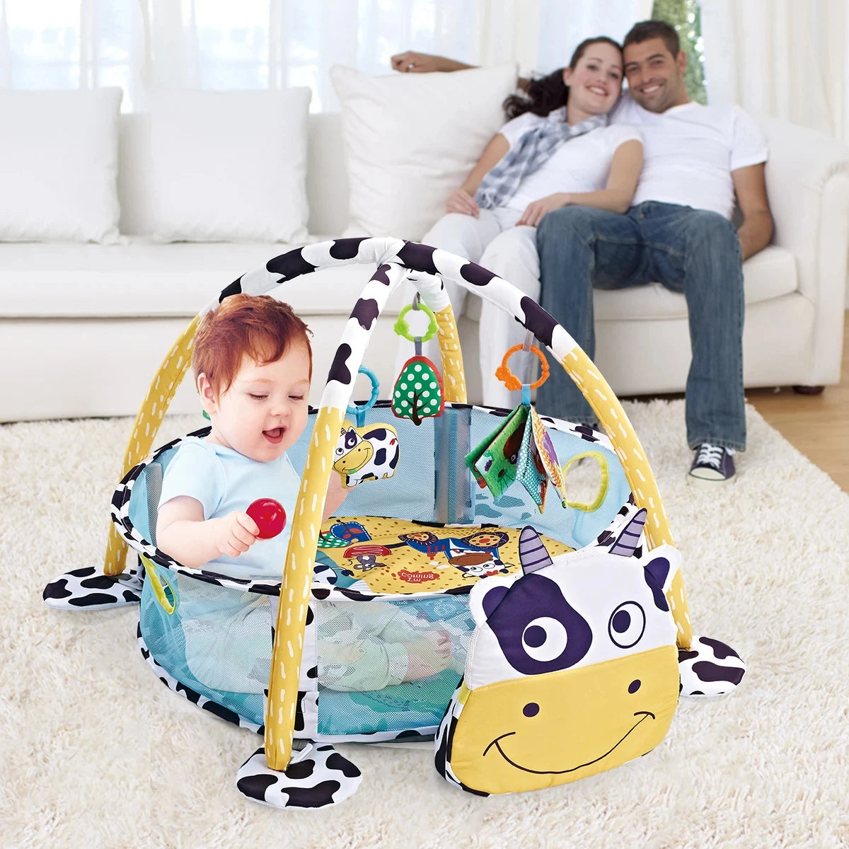 Multifunctional Baby Cartoon Early Education Fitness Frame Kids Activity Mat Newborn Enlightenment Toy Fitness Room Activity Toy