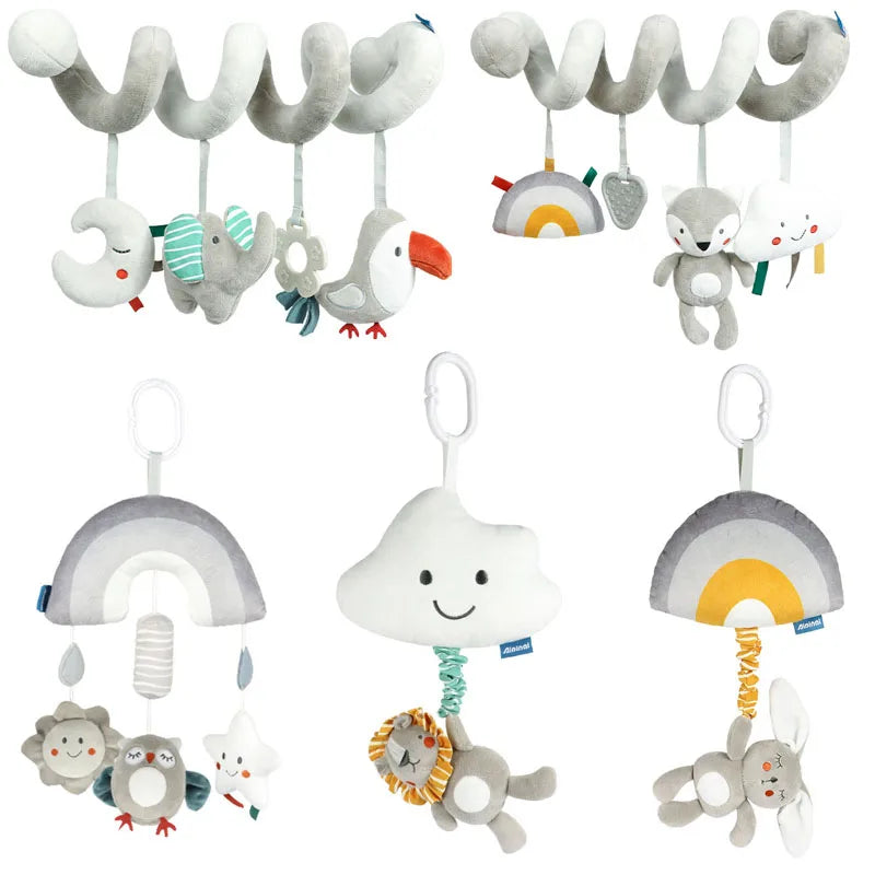Baby Nordic Bed Rattles Hanging Toys Toddler Spiral Pram Toy Baby Car Carriage Plush Owl Mobile 0 6 12 Months Stroller Hang Girl