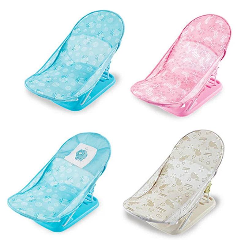 Baby Shower Chair Summer Bath Seat with Infant Pillow Foldable Floating Toddler Shower Stand Baby Bath Rack Bathtub Support