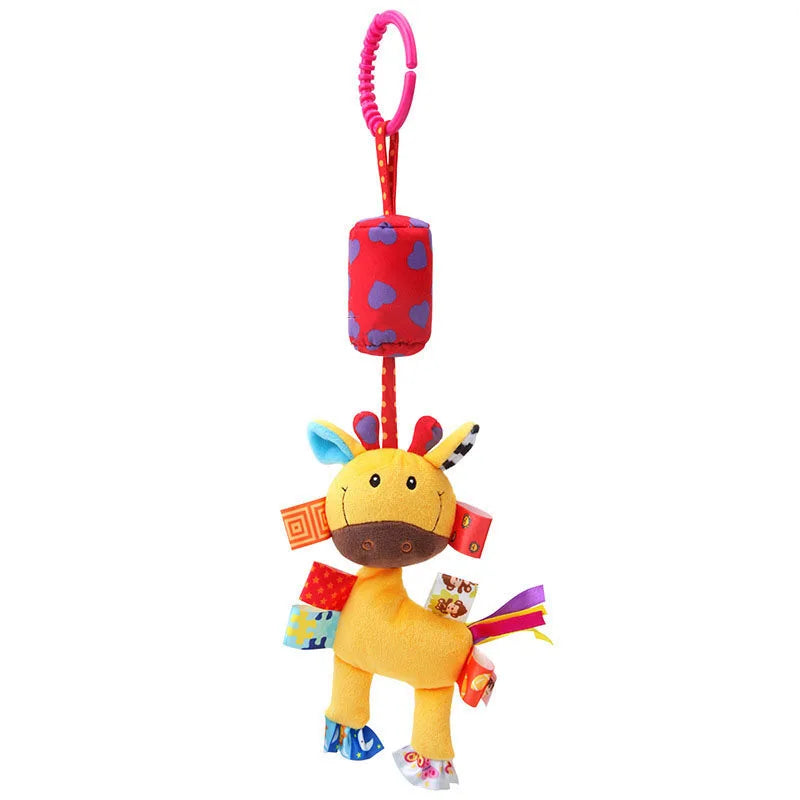 Soft Giraffe Zebra Animal Handbells Rattles Plush Infant Baby Development Handle Toys with Teether Baby Toy for Newborn Gifts
