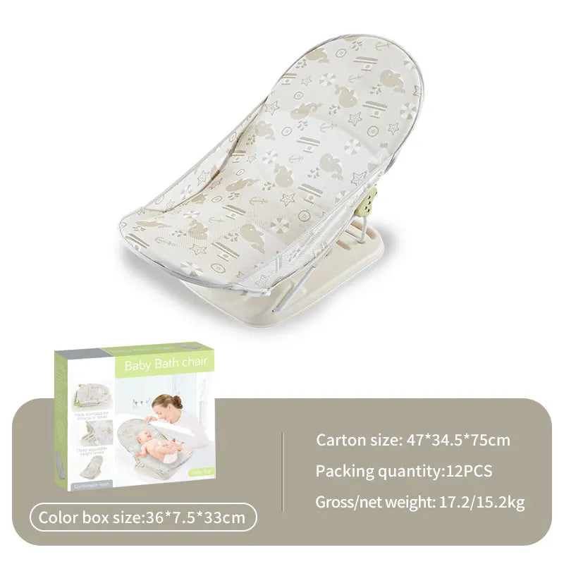 Baby Shower Chair Summer Bath Seat with Infant Pillow Foldable Floating Toddler Shower Stand Baby Bath Rack Bathtub Support