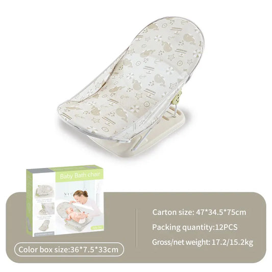 Baby Shower Chair Summer Bath Seat with Infant Pillow Foldable Floating Toddler Shower Stand Baby Bath Rack Bathtub Support