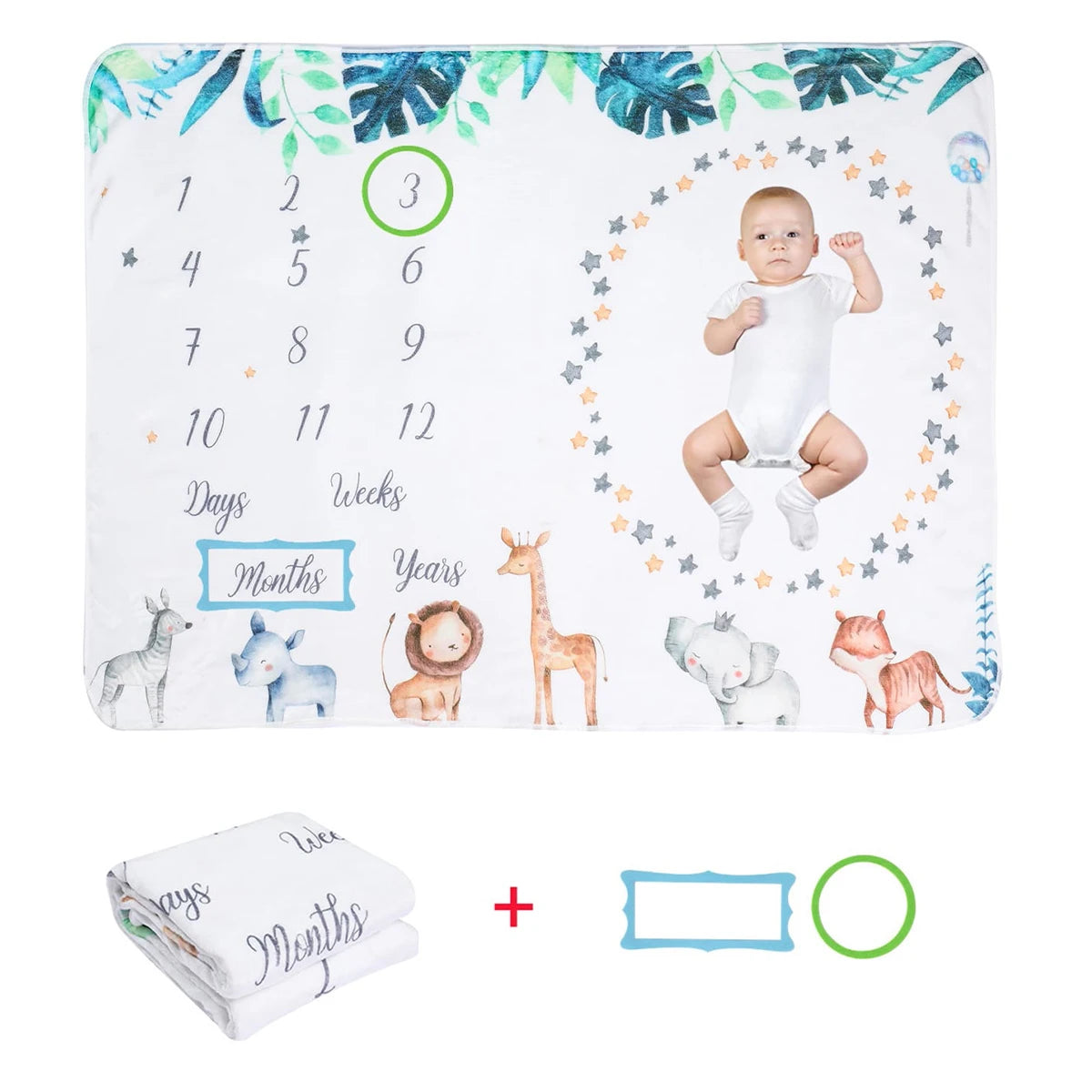 100*120Cm Baby Milestone Flannel Blanket Newborn Photography Blanket Baby Photo Shooting Background Growth Commemorative
