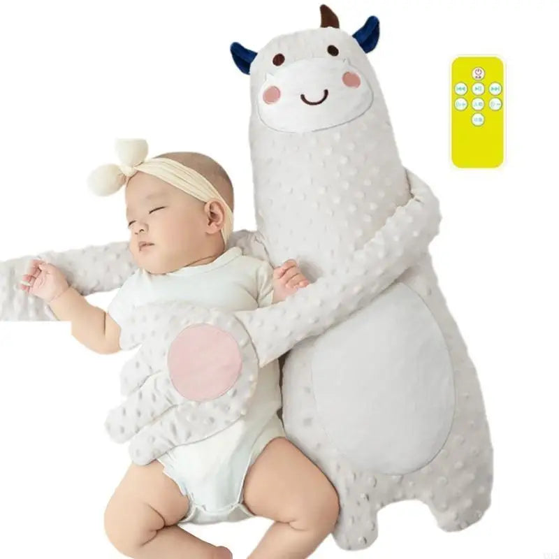 Baby Sleep Soothing Hand Toy Pattable Mood Pacify Pillow for Comforting Cartoon Animal Gentle Patting Doll No/With Music