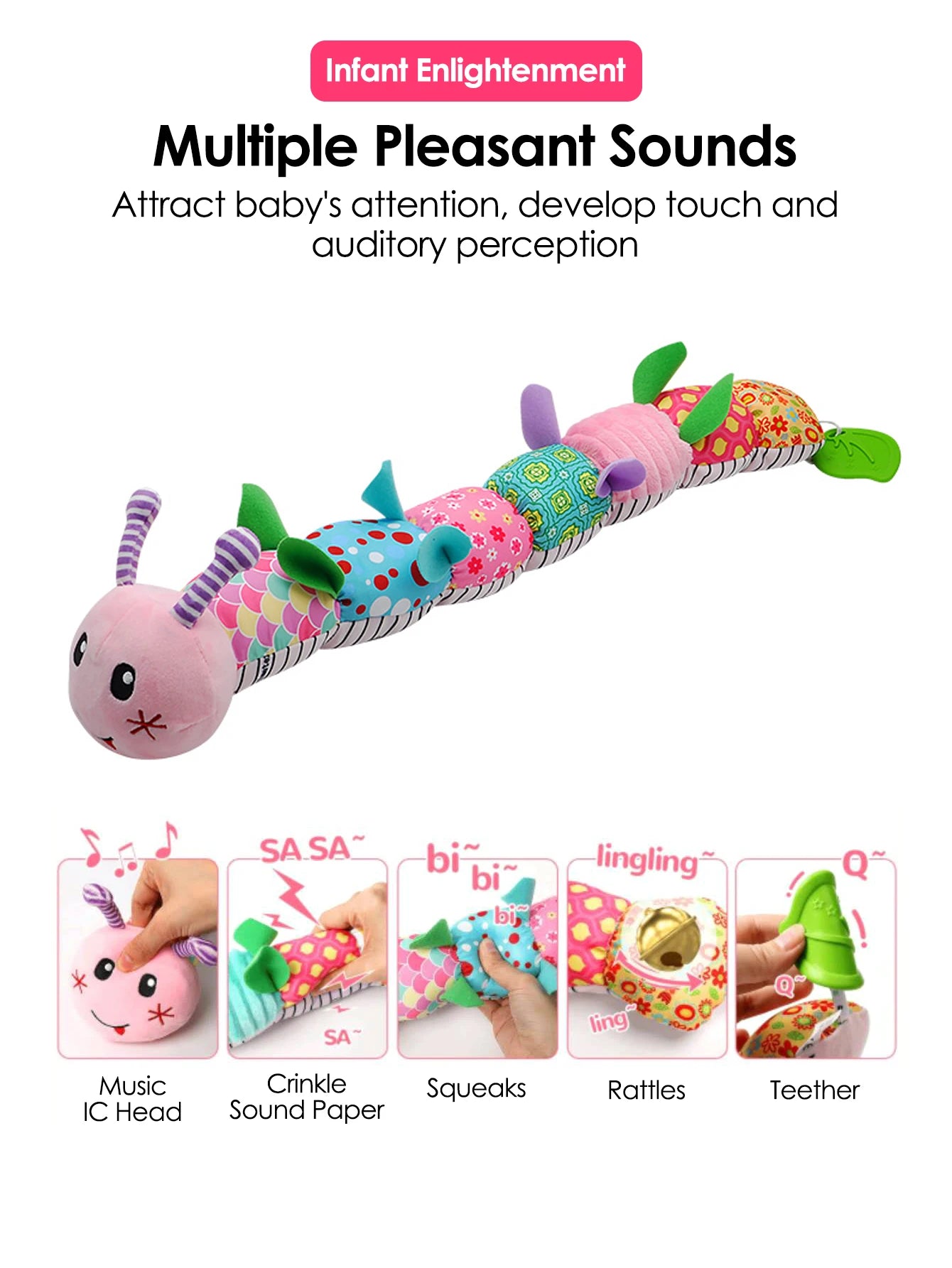 1Pcs Soft Giraffe Animal Handbells Rattles Plush Infant Toddler Car Bed Hanging Toy Baby Early Education Development Handle Toys