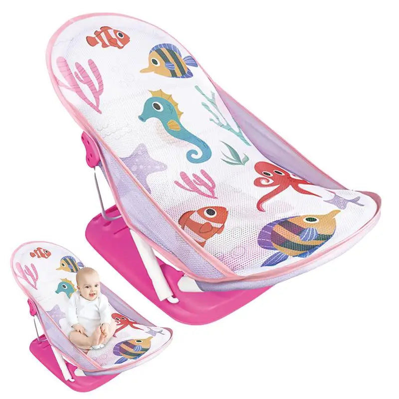 Toddler Bath Seat Foldable Bath Bather for Toddler Toddler Folding Shower Rack for Bathtub Counter Sink Bathroom
