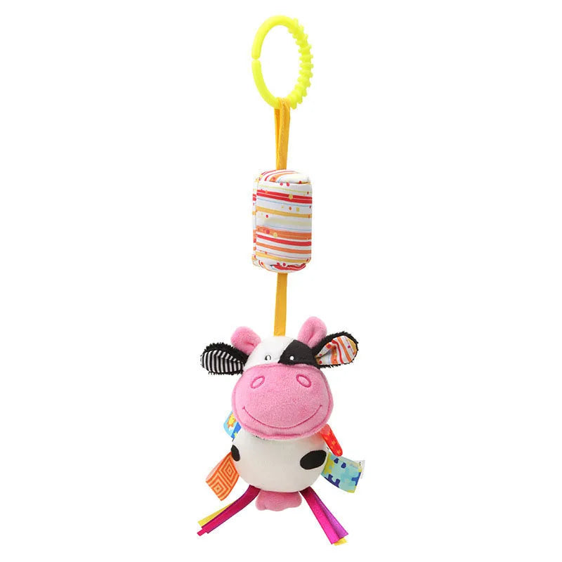 Soft Giraffe Zebra Animal Handbells Rattles Plush Infant Baby Development Handle Toys with Teether Baby Toy for Newborn Gifts