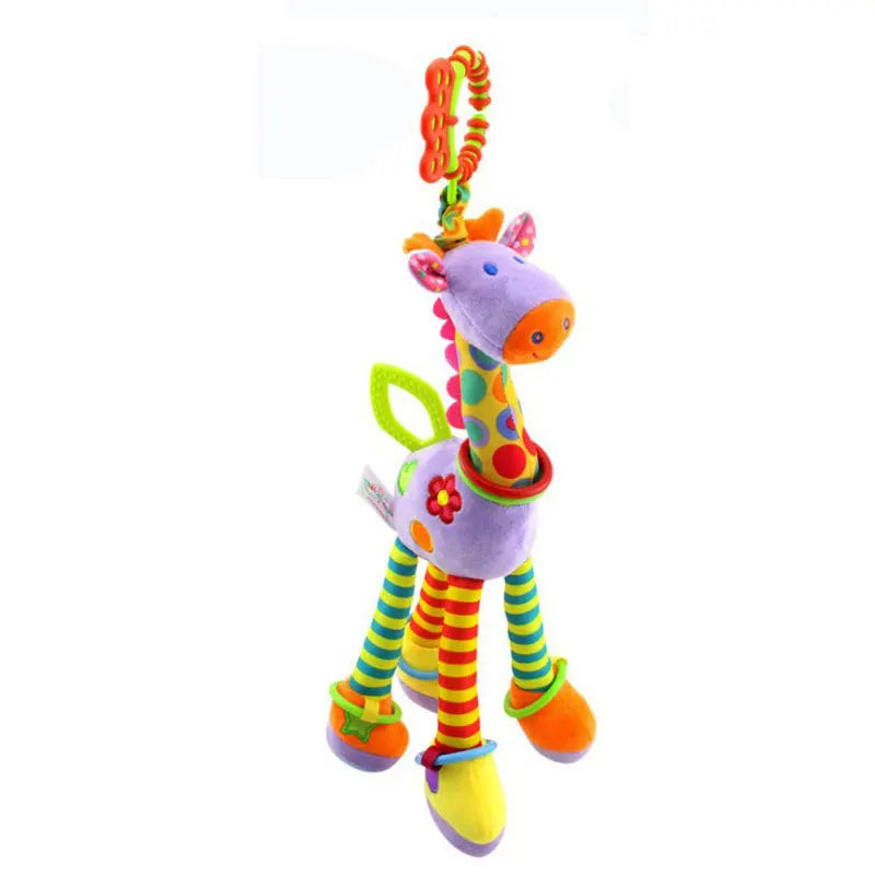Soft Giraffe Zebra Animal Handbells Rattles Plush Infant Baby Development Handle Toys with Teether Baby Toy for Newborn Gifts