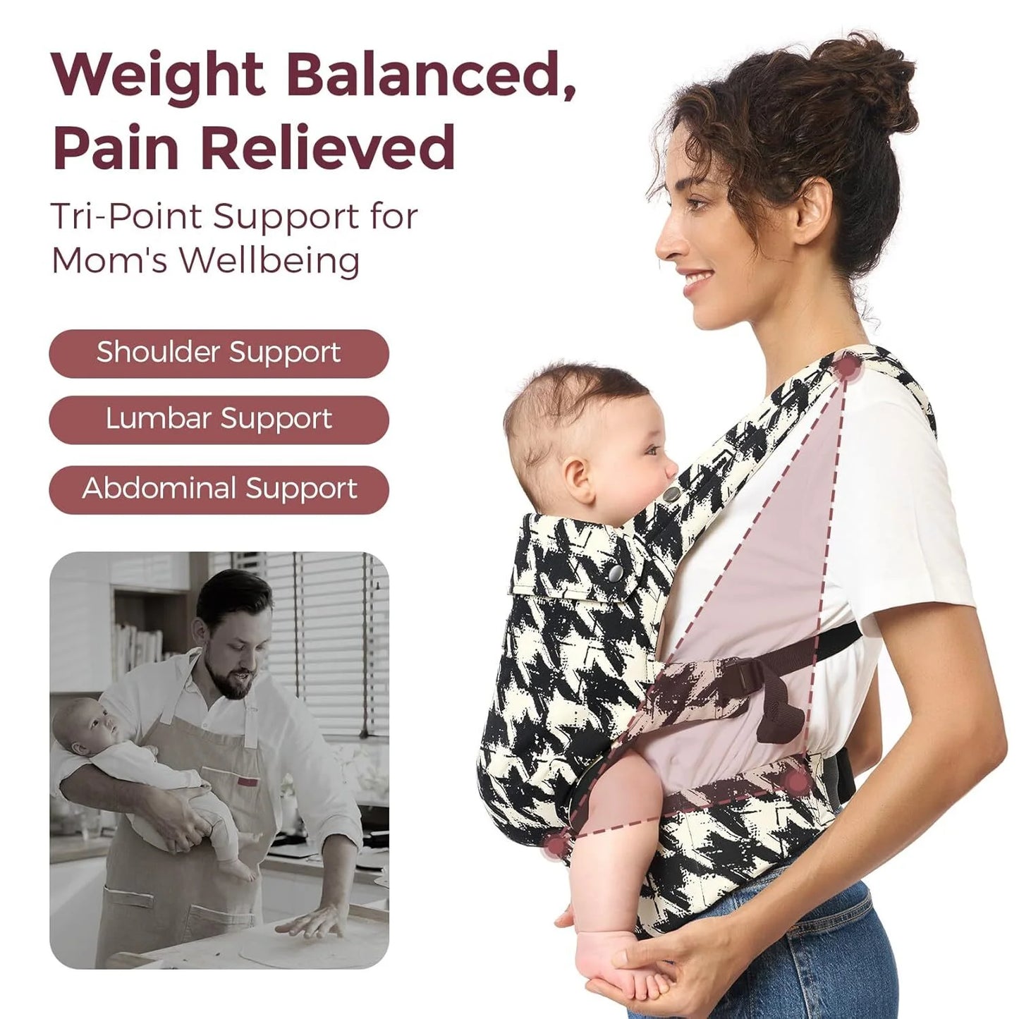 Baby Carrier Infant to Toddler - Ergonomic, Cozy and Lightweight Infant Carrier for 7-44Lbs, Effortless to Put On, Ideal for Hands-Free Parenting, Enhanced Lumbar Support