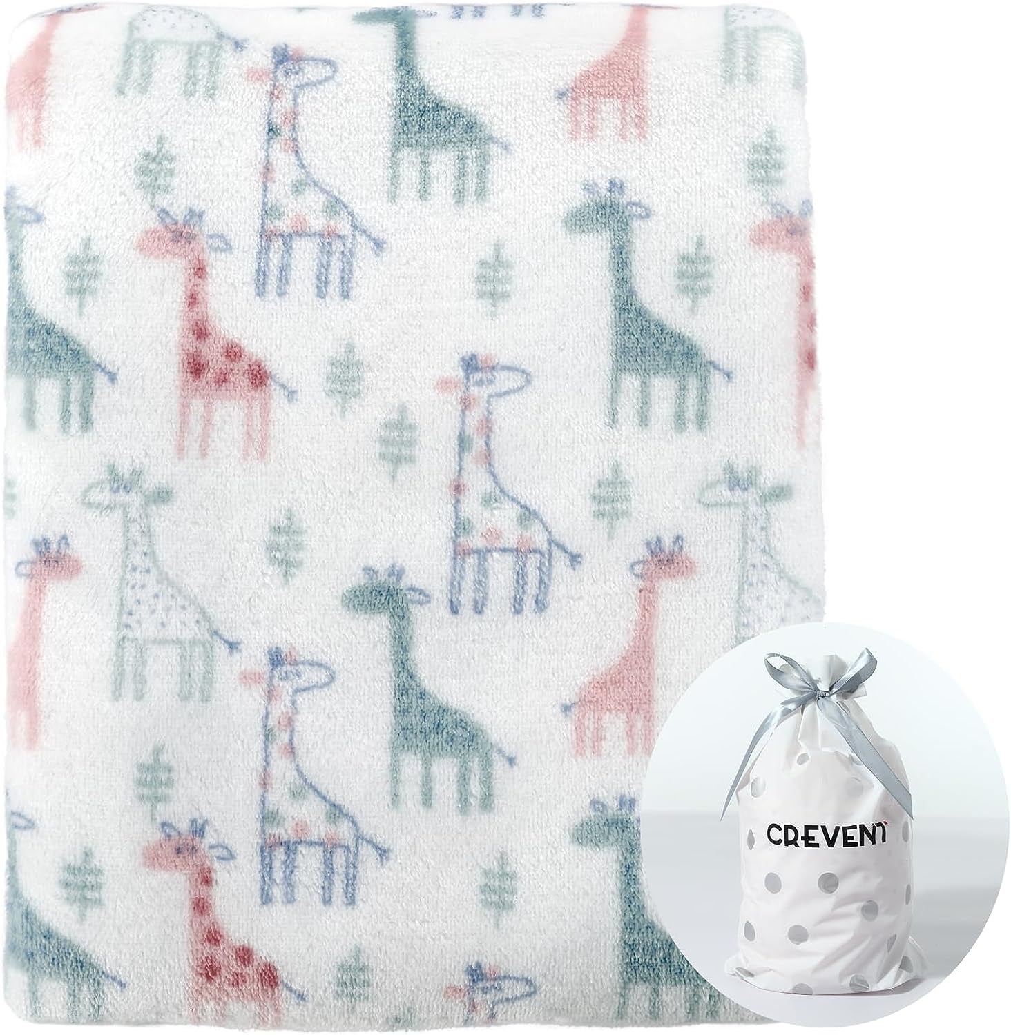 Cute Silky Plush Baby Blanket for Girls & Boys Infants Toddlers Newborns Crib Cot Stroller, Giftable Suitable for All Season - Ivory Giraffe