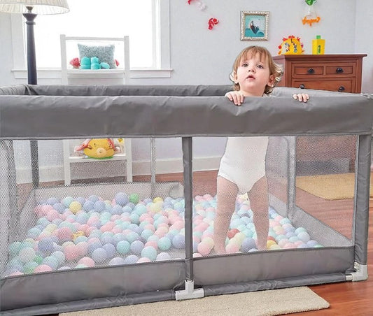 Large Baby Playpen with Breathable Mesh β Safe Indoor & Outdoor Activity Space (50" x 50") β Grey