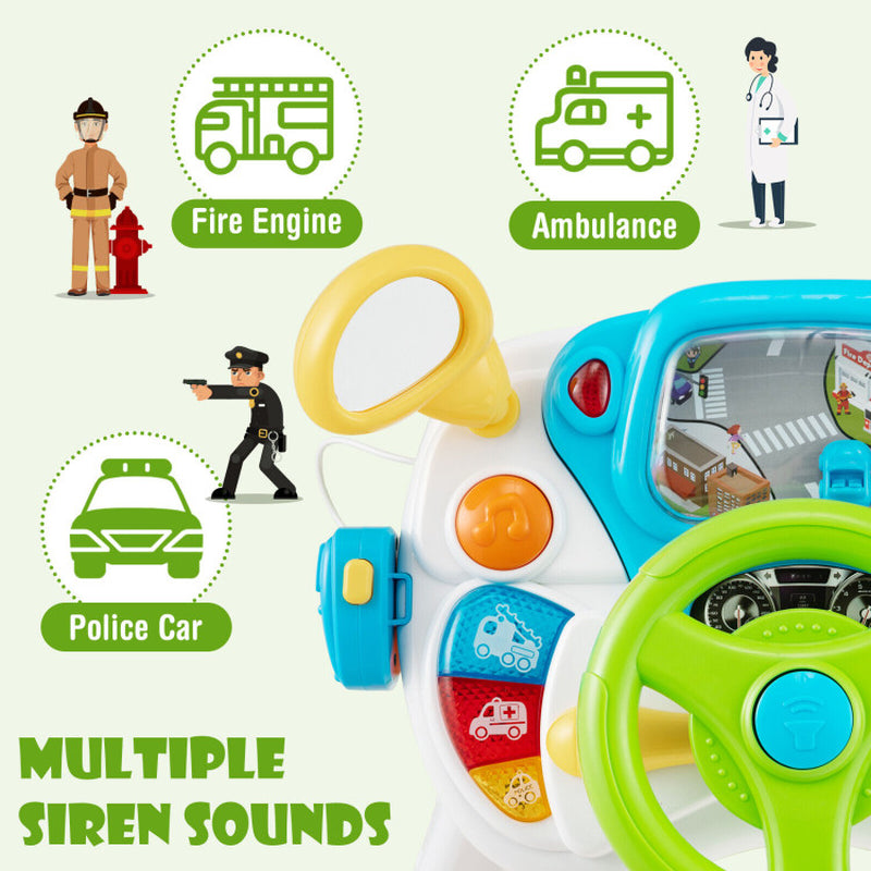 Kids Steering Wheel Pretend Play Toy Set with Lights and Sounds