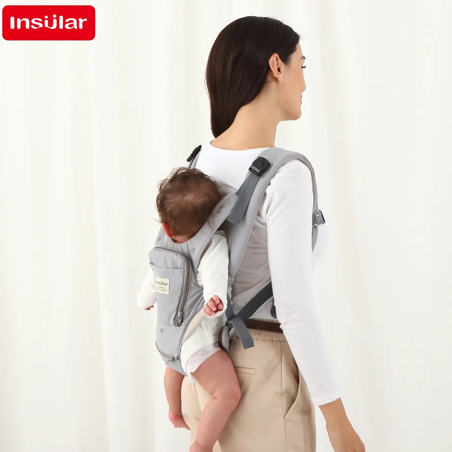 3 in 1 Baby Carrier Multi-Functional Childs Waist Stool Breathable Waist Stool with Hip Seat Front Hold Portable 4 Season