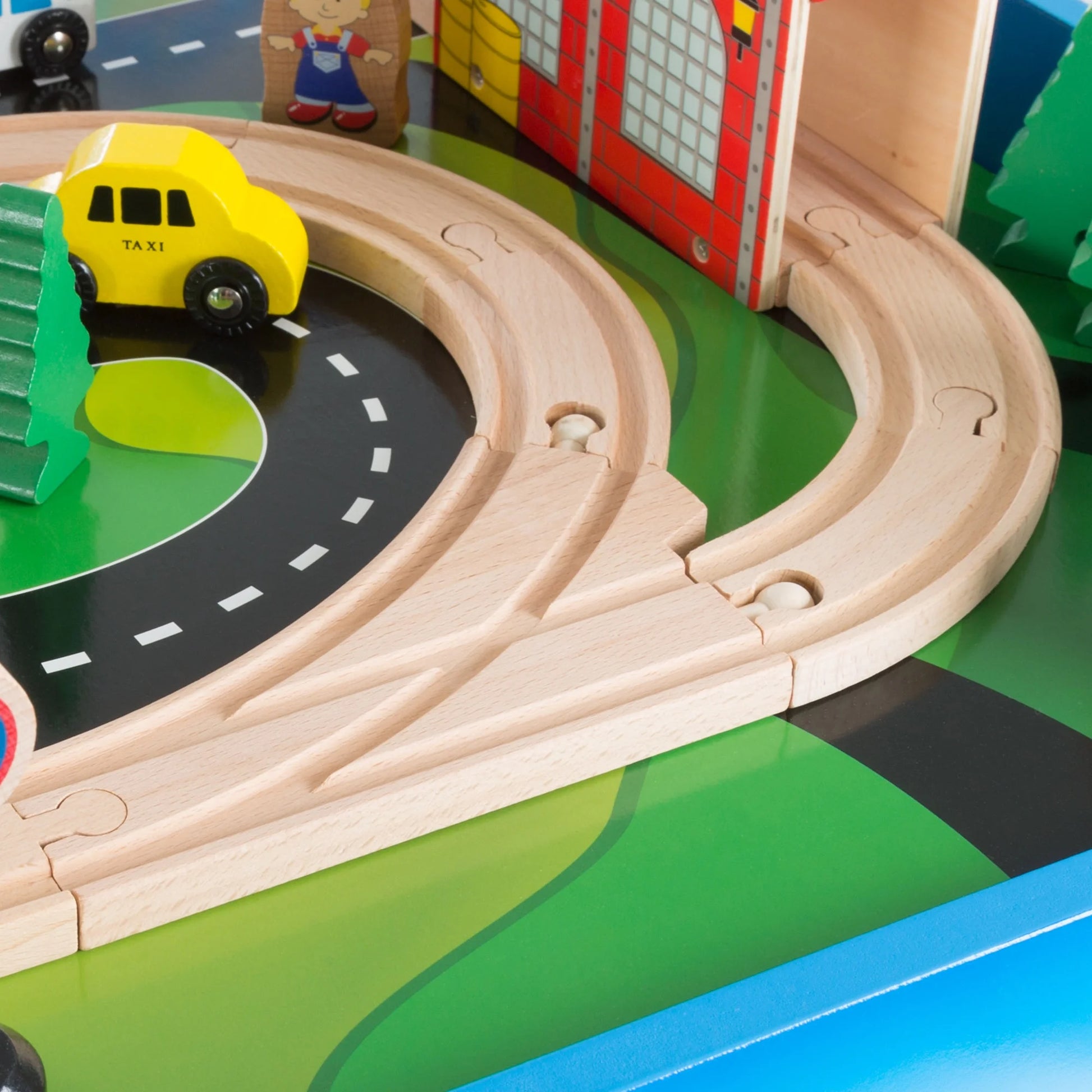 Wooden Train Set & Table for Kids - Complete Set with 75 Pieces