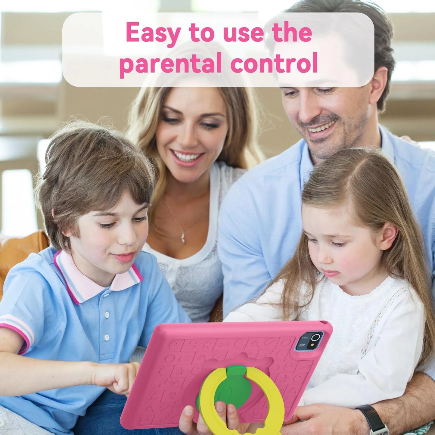Tablet for Kids, 10Inch Android 13 Kids Tablet with 6GB RAM+64GB ROM+128GB SD Expansion, 5000 Mah, Dual Camera, Tablet with Parent Control & Kids Education-Pink