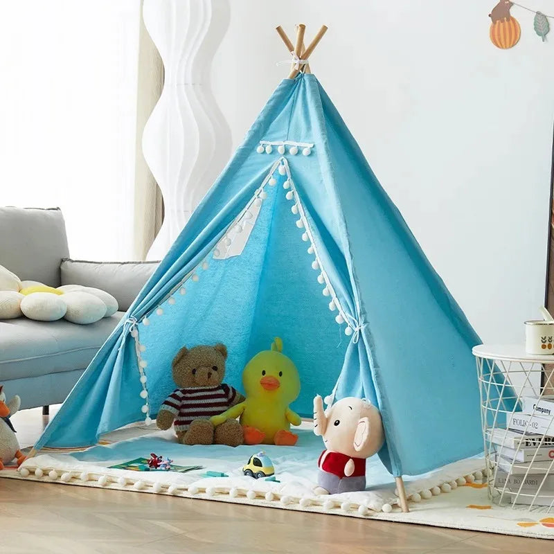 1.6M Tent for Kids Teepee Portable Indoor Outdoor Plain Boys and Girls Triangle Tent Children'S Hands-On Play House Game at Home