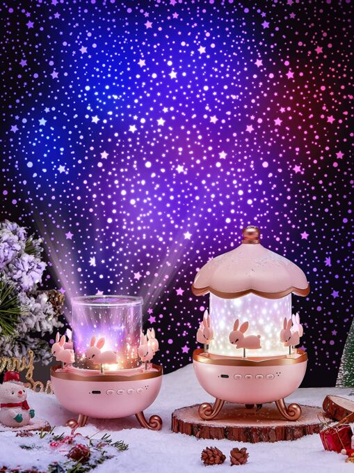 Kids Night Light Projector – USB Rechargeable LED Starry Sky Lamp with 12 Projection Films & Rotating Galaxy Effect for Nursery and Baby Gifts