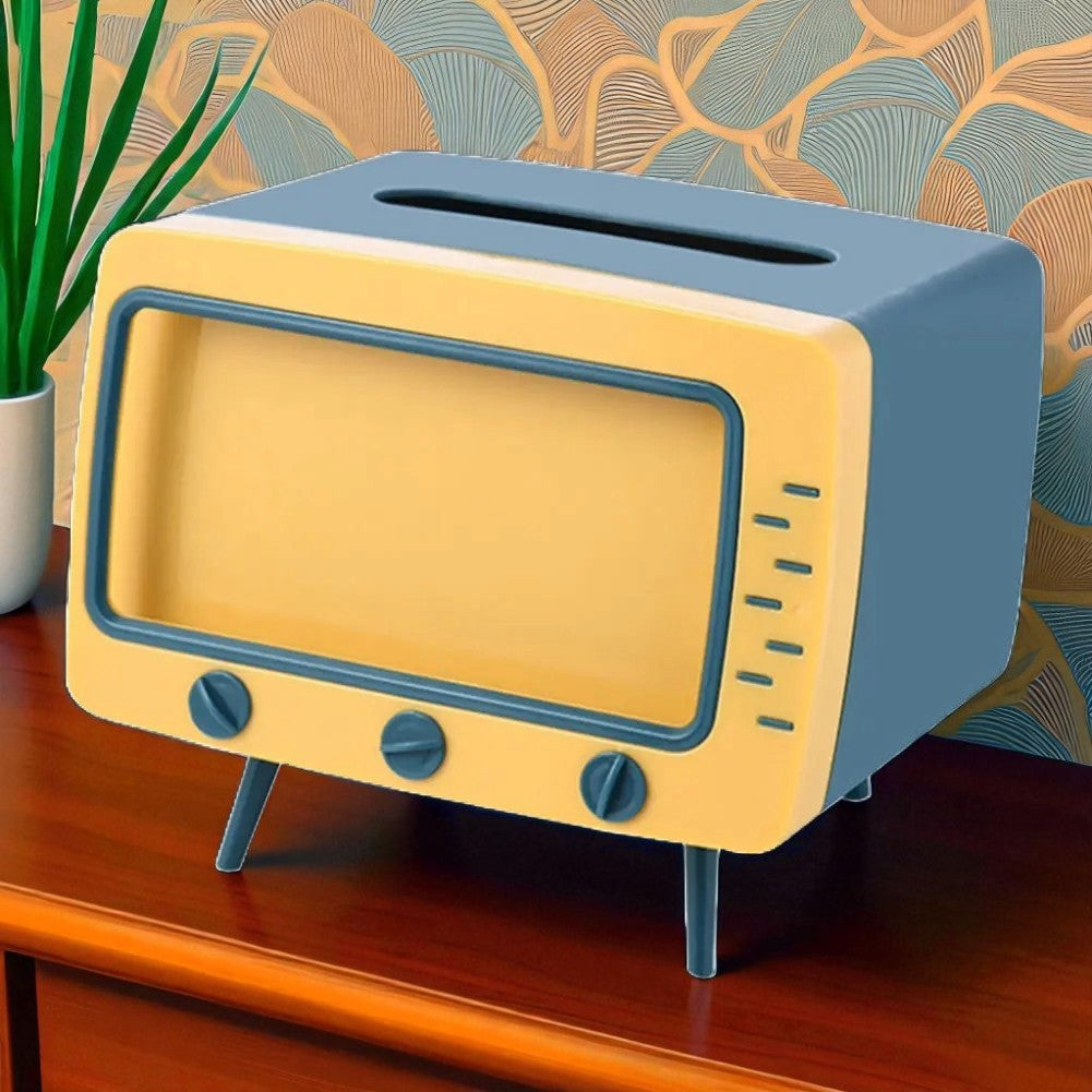 Cute Retro Tissue Box & Phone Holder – TV Style Napkin Organizer for Home Decor
