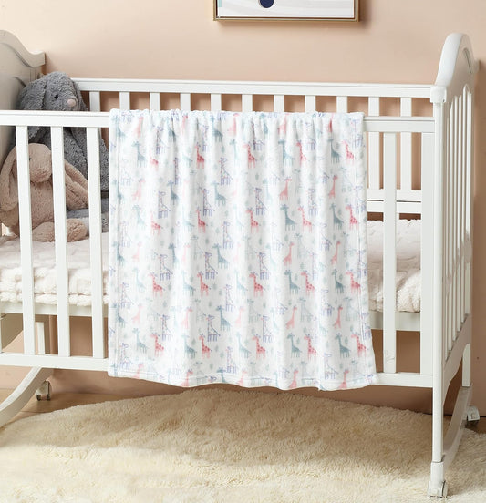 Cute Silky Plush Baby Blanket for Girls & Boys Infants Toddlers Newborns Crib Cot Stroller, Giftable Suitable for All Season - Ivory Giraffe