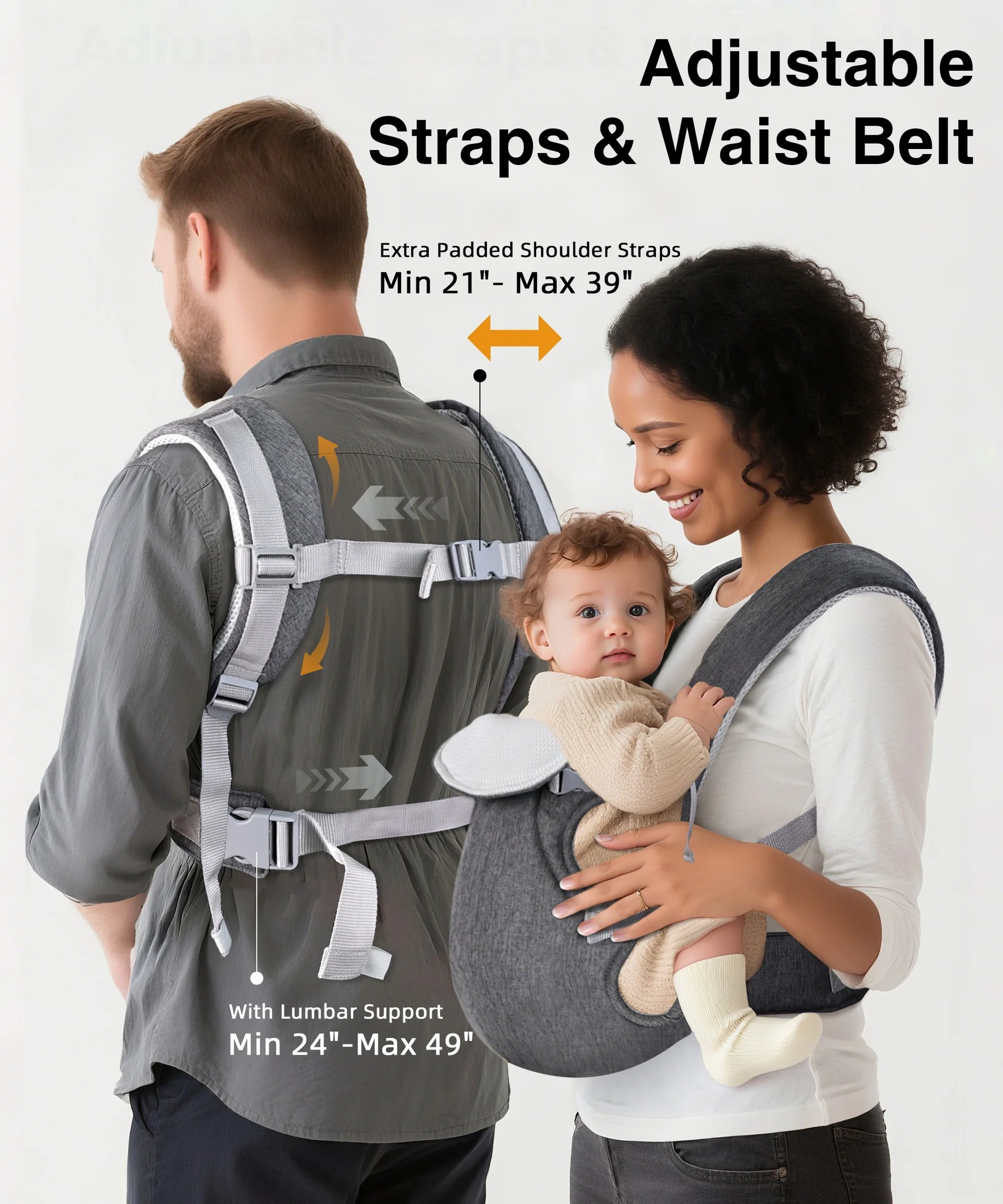 Baby Carrier, Convertible Soft & Cool Baby Carrier, 4-Position, Gray, for Child, Infant, Newborn