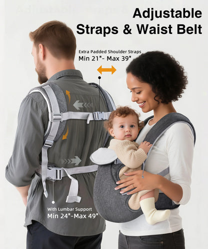 Baby Carrier, Convertible Soft & Cool Baby Carrier, 4-Position, Gray, for Child, Infant, Newborn