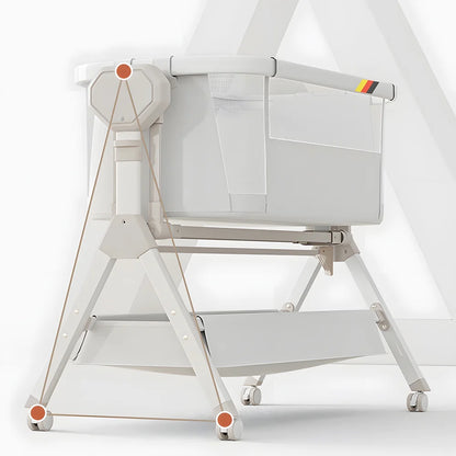 Bassinet,Electric Rocking Bassinet,Bedside Co-Sleeper,Unisex Baby Travel Bed with Wheels(Khaki)