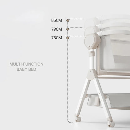 Bassinet,Electric Rocking Bassinet,Bedside Co-Sleeper,Unisex Baby Travel Bed with Wheels(Khaki)