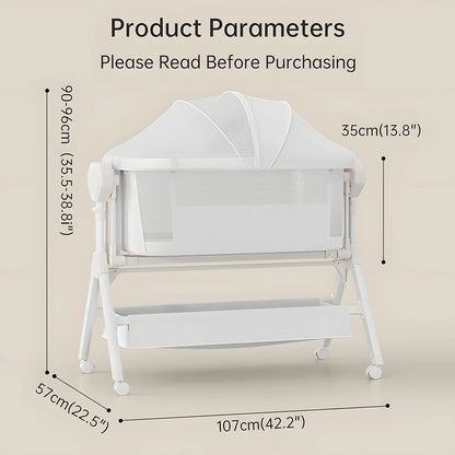 Bassinet,Electric Rocking Bassinet,Bedside Co-Sleeper,Unisex Baby Travel Bed with Wheels(Khaki)