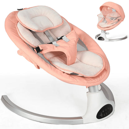 Baby Swing for Infants - Electric Infant Swing with 3 Swing Speeds and 10 Lullabies, Portable Indoor Baby Rocker, Touch Screen Control and Remote Control, Bluetooth, Pink