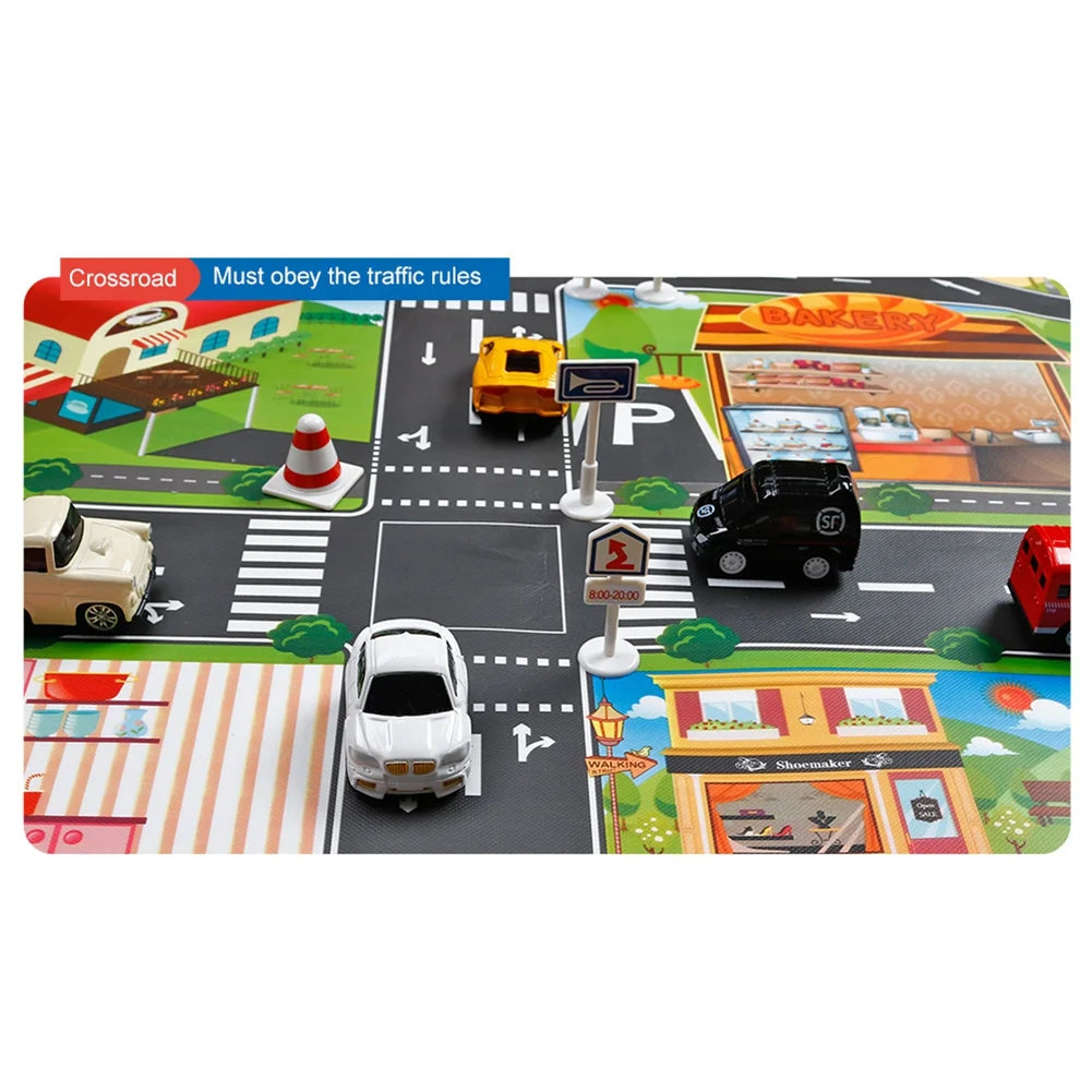 Kids Rug Children Toy Car Rug Town Road Map Cars City Play Mat Street Carpet Mat