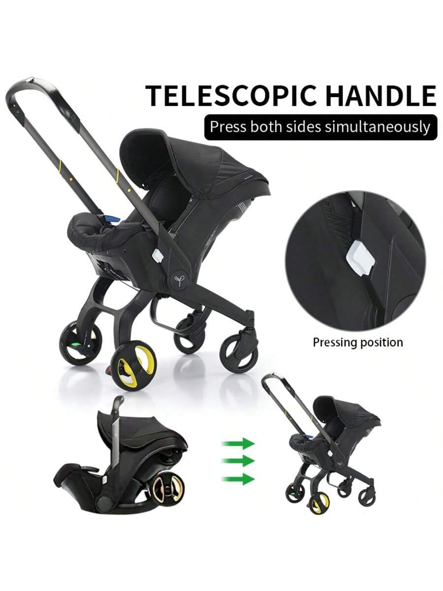 Baby Stroller with a Bag, without Latch Base, Stroller for Newborn, Multi Functional Newborn Stroller, Toddler Stroller with Reversible Stroller Seat, Black