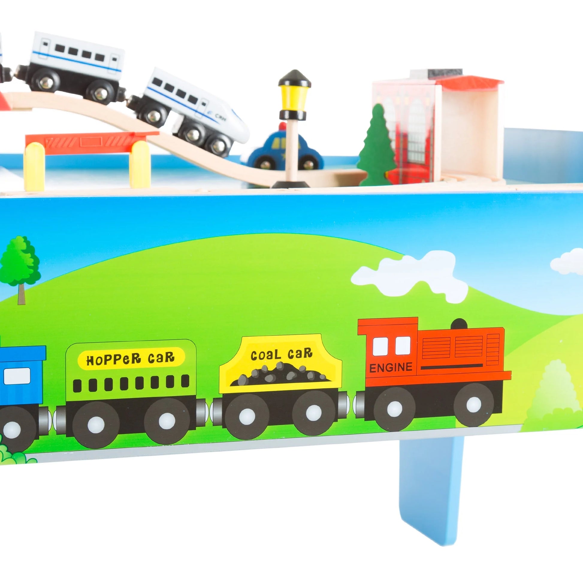 Wooden Train Set & Table for Kids - Complete Set with 75 Pieces