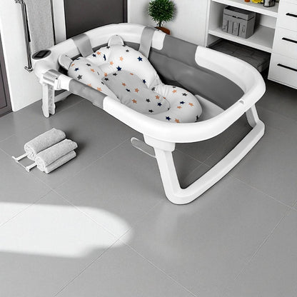 Compact Folding Baby Bath Tub – Portable Infant & Toddler Bathtub with Cushion & Built-In Thermometer