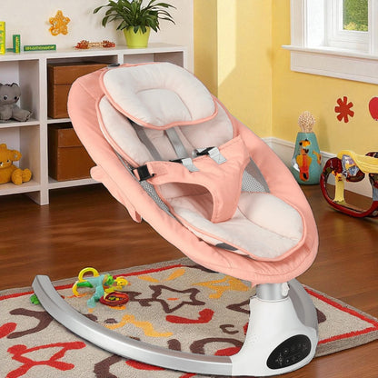 Portable Baby Rocker – Electric Swing with Music, Remote & Bluetooth (Pink)