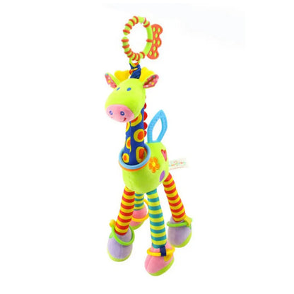 Soft Giraffe Zebra Animal Handbells Rattles Plush Infant Baby Development Handle Toys with Teether Baby Toy for Newborn Gifts