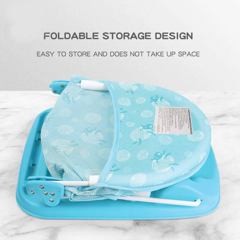 Baby Shower Chair Summer Bath Seat with Infant Pillow Foldable Floating Toddler Shower Stand Baby Bath Rack Bathtub Support