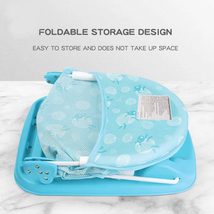 Baby Shower Chair Summer Bath Seat with Infant Pillow Foldable Floating Toddler Shower Stand Baby Bath Rack Bathtub Support