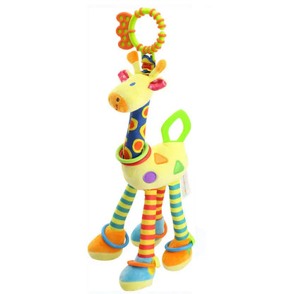 Soft Giraffe Zebra Animal Handbells Rattles Plush Infant Baby Development Handle Toys with Teether Baby Toy for Newborn Gifts
