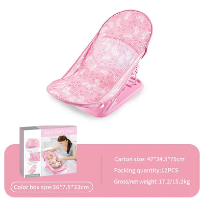 Baby Shower Chair Summer Bath Seat with Infant Pillow Foldable Floating Toddler Shower Stand Baby Bath Rack Bathtub Support