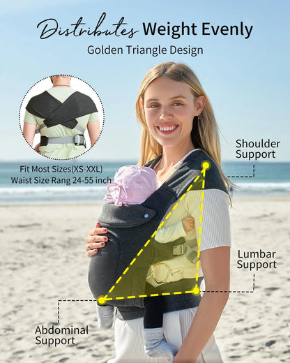 Baby Wraps Carrier Baby Carrier Newborn to Toddler Ergonomic Cozy Face-In and Front Facing for 7-25Lbs Baby Retractable