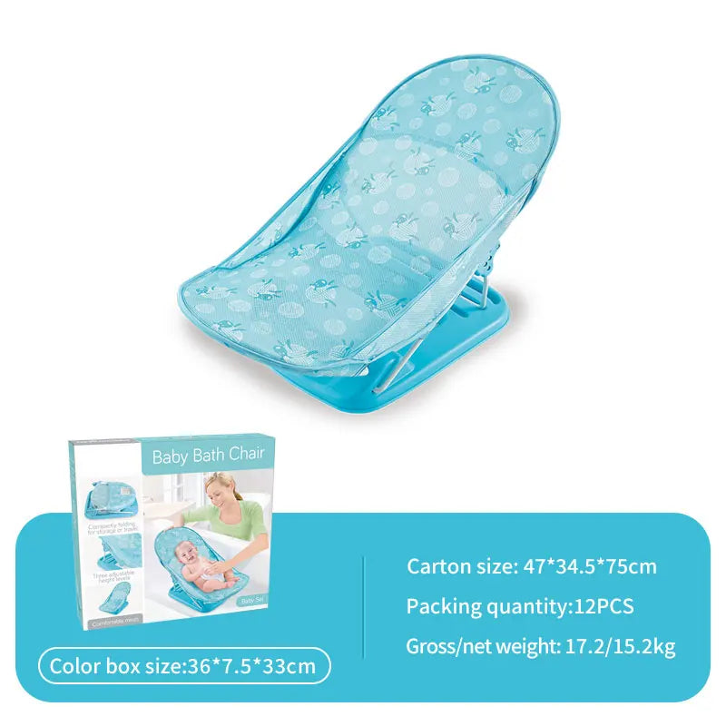 Baby Shower Chair Summer Bath Seat with Infant Pillow Foldable Floating Toddler Shower Stand Baby Bath Rack Bathtub Support