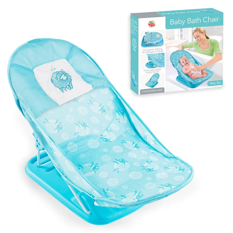 Baby Shower Chair Summer Bath Seat with Infant Pillow Foldable Floating Toddler Shower Stand Baby Bath Rack Bathtub Support