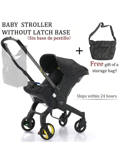Baby Stroller with a Bag, without Latch Base, Stroller for Newborn, Multi Functional Newborn Stroller, Toddler Stroller with Reversible Stroller Seat, Black