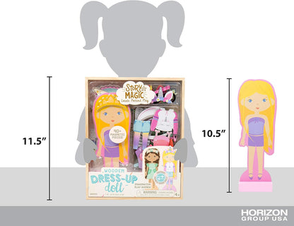 Story Magic Wooden Dress-Up Doll by , Dress up Magnetic Wood Double Sided Doll, over 40 Outfit and Accessory Pieces, Creative Pretend Play, Perfect for Ages 4+