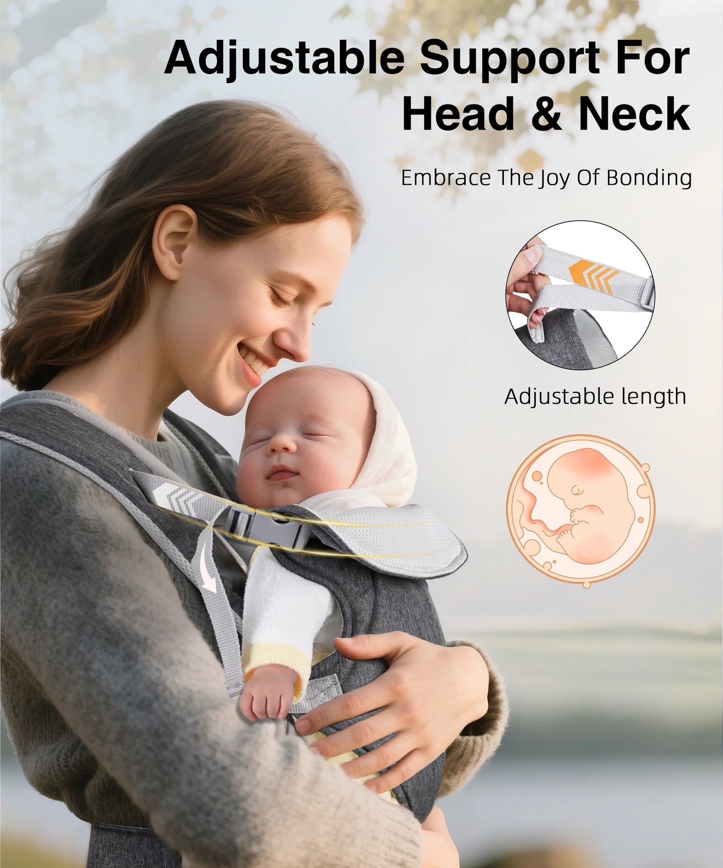 Baby Carrier, Convertible Soft & Cool Baby Carrier, 4-Position, Gray, for Child, Infant, Newborn